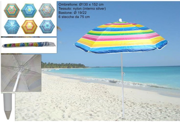 OMBRELLONE 150/6 D.19/22 NYLON INT SILVER — immagine 1