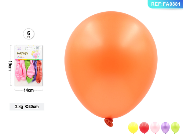 Busta Palloncini in lattice 30cm 6pz. col.mistm