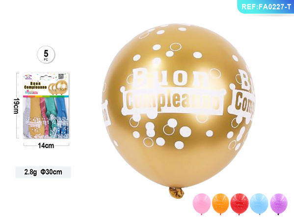 BUSTA PALL 5 BUON COMPLEANNO METAL 30CM
