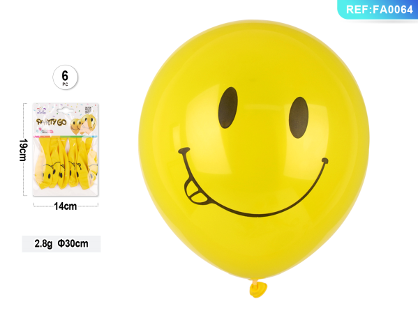 BUSTA PALLONCINI IN LATTICE SMILE 30cm 6PC — immagine 1