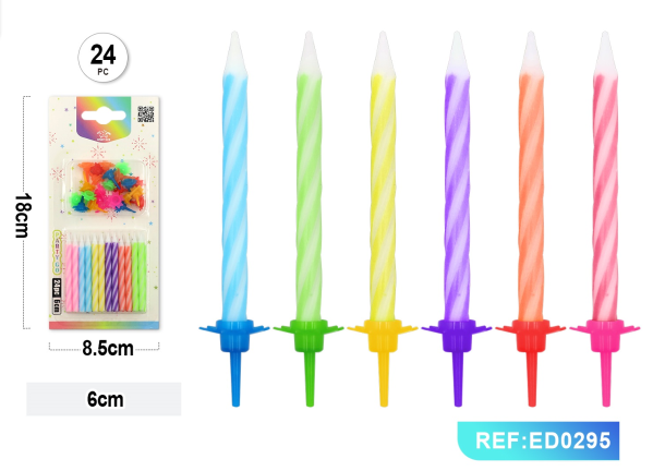 CANDELA FILETTATA COLORATA 24PZ