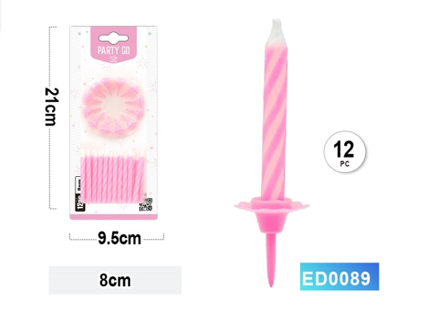 CANDELA SPIRALE ROSA CM.8