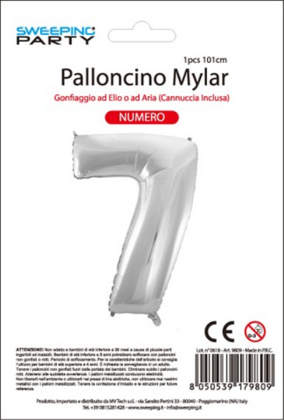 MYLAR PALLONCINO CM.101 N. 7 COL. ARGENTO