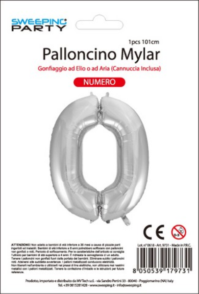 MYLAR PALLONCINO CM.101 N. 0 COL. ARGENTO