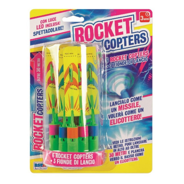 SET 6 ELICOTTERI CON LED E 3 FIONDE LANCIO — immagine 1