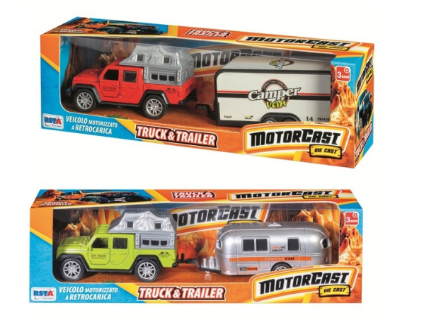 JEEP TRUCKeTRAILER DIE CAST RETROCARICA — immagine 1
