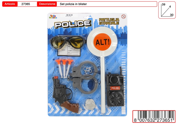 SET POLIZIA CON PALETTA E MANETTE — immagine 1