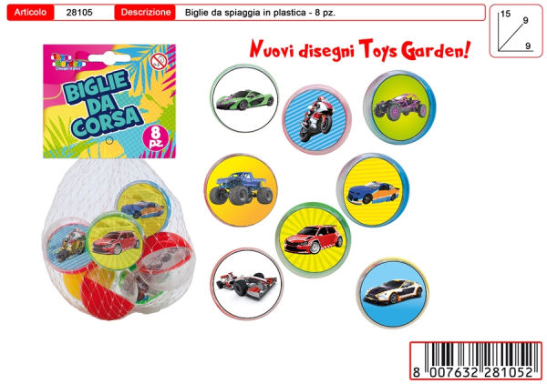 BIGLIE SPIAGGIA 8 PEZZI IN RETE — immagine 1