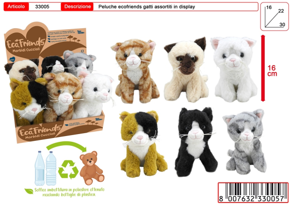 PELUCHE GATTI 16cm IN DISPLAY — immagine 1