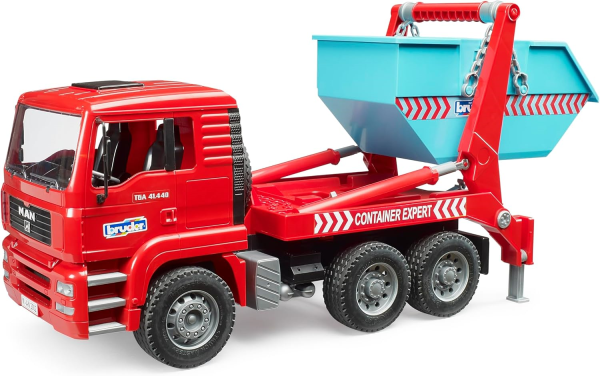 BRUDER MAN TAG SKIP CONTAINER TRUCK — immagine 1