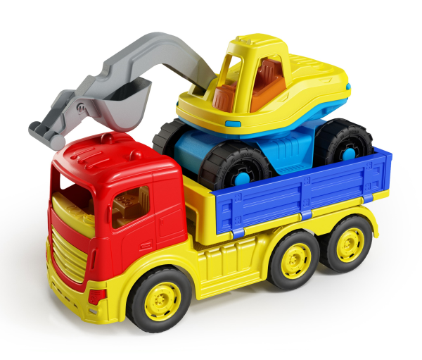 Camion Dumper 6 ruote più escavatore — immagine 1
