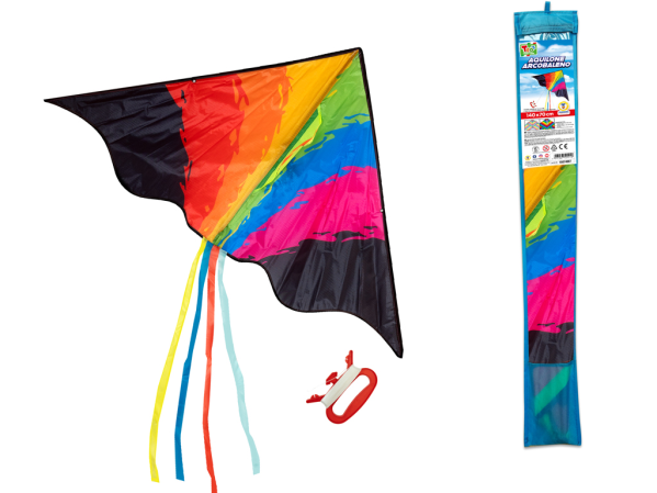 AQUILONE ARCOBALENO CON UNA MANIGLIA IN SACCA 140X70CM — immagine 1