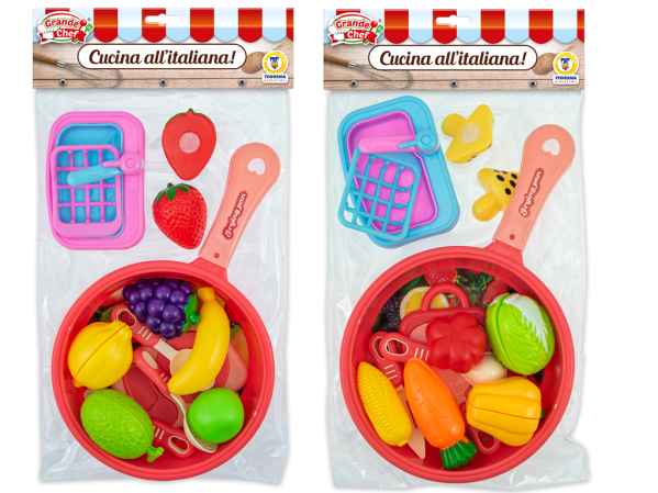 SET FRUTTA E VERDURA CON VELCRO IN PADELLA — immagine 1
