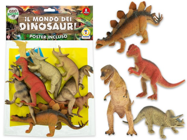 BUSTA DINOSAURI GIGANTE 8 PZ — immagine 1
