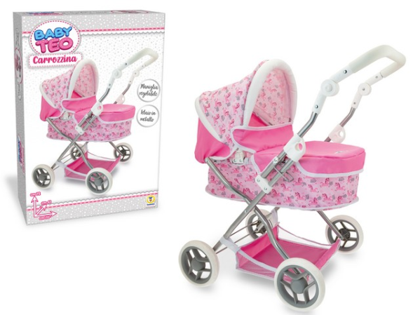 CARROZZINA IN METALLO ROSA C/CAPPOTTINA