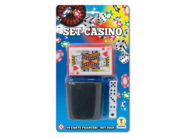 BICCHIERE IN PELLE CON DADI POCKER E CARTE — immagine 1