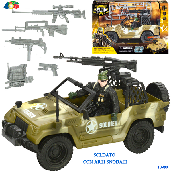 JEEP MILITARE C/SOLDATO E ARMI — immagine 1