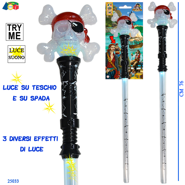 SPADA PIRATA C/TESCHIO 3 EFFETTI LUCI, TRY — immagine 1