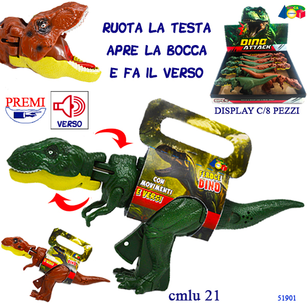 DINOSAURO C/VERSO,RUOTA TESTA,APRE BOCCA(8) — immagine 1
