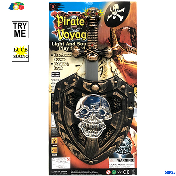 SET SPADA PIRATA C/ LUCE E SUONO più SCUDO — immagine 1