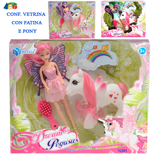 BAMBOLINA FATINA C/PONY ALATO IN SCATOLA — immagine 1