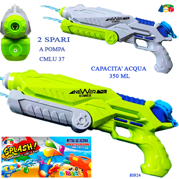 PISTOLA ACQUA 37cm A POMPA 2 SPARI — immagine 1