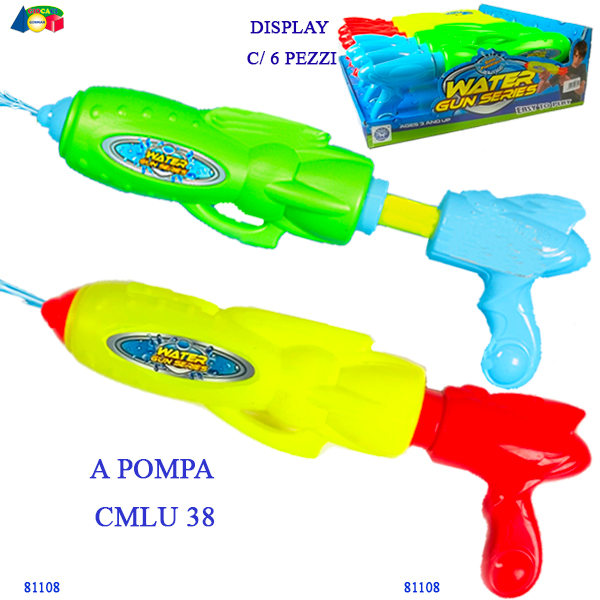 PISTOLA ACQUA 38cm A POMPA FORMA RAZZO — immagine 1