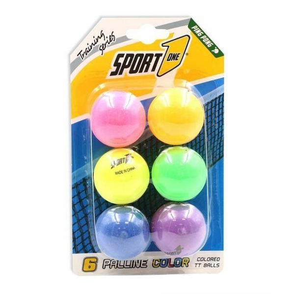 PING PONG SET 6 PALLINE COLORATE — immagine 1