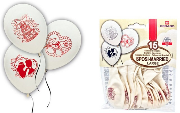 BUSTA 15 PALLONCINI SPOSI — immagine 1