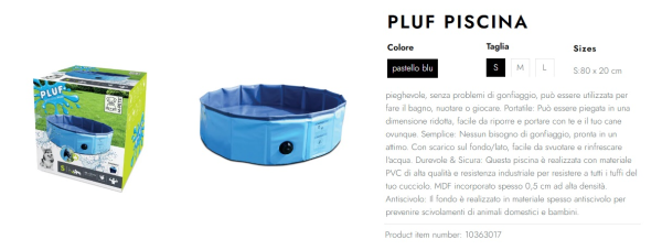 PISCINA RETTANGOLARE 80 X 20 CM