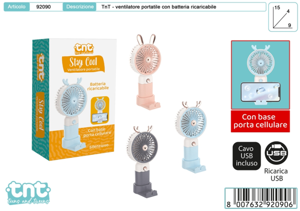 VENTILATORE USB CON PORTA TELEFONO — immagine 1