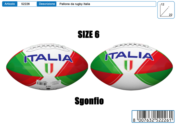 PALLONE MIRAGE RUGBY ITALIA TG.6 — immagine 1
