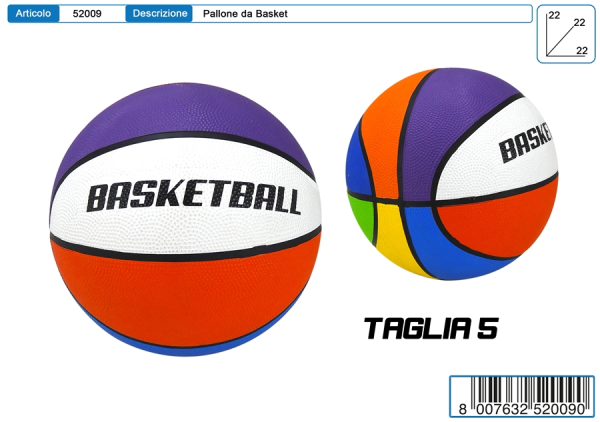 PALLONE BASKET MULTICOLOR TAGLIA 5