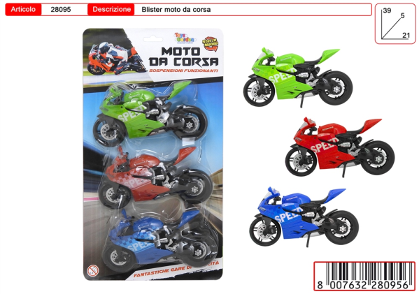 MOTO DA CORSA SET 3 PEZZI BLISTER — immagine 1