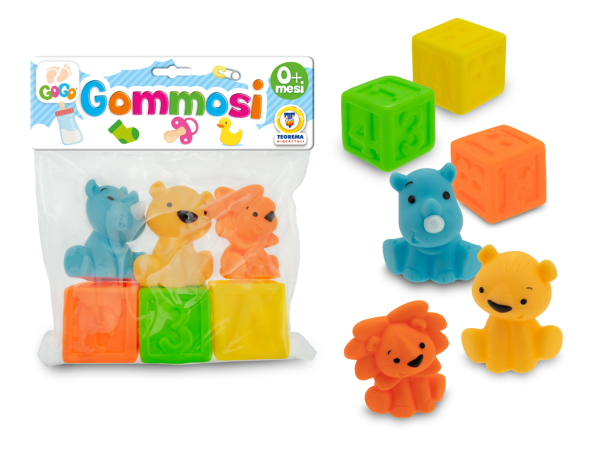 Gommosi animaletti e cubotti 6 pezzi — immagine 1