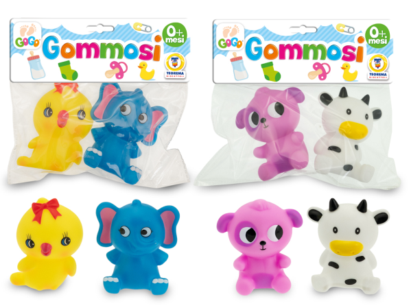 Gommosi animali buffi 2 pz 2 mdl ass — immagine 1