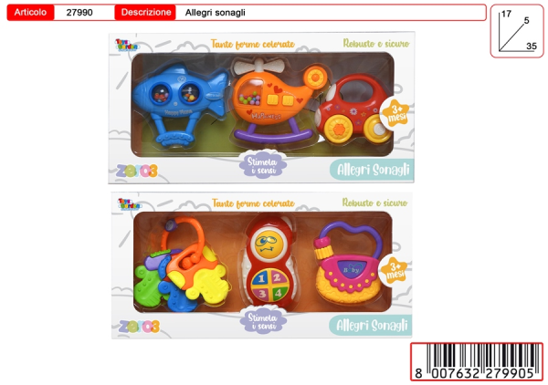 ZERO3 SONAGLI SET 3 PEZZI — immagine 1