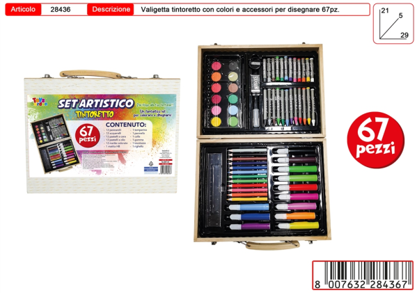 VALIGETTA ARTISTA IN LEGNO 67 PZ — immagine 1