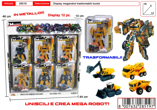 ROBOT DIECAST MEZZI Disp 12 pz