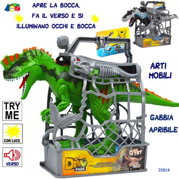 DINO T-REX C/GABBIA LUCI/SUONI ARTI MOBILI — immagine 1