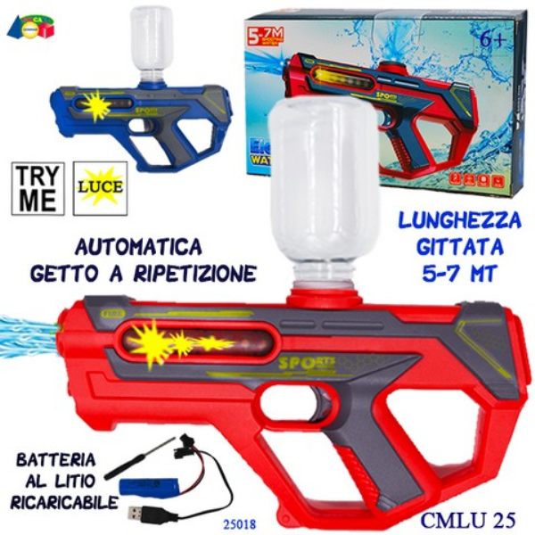PISTOLA ACQUA LUCI/SUONO,BATT.RICARIC.TRY