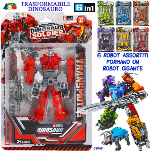 ROBOT TRASFORMER DINOSAURO 6 ASS. — immagine 1