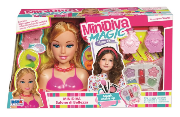 SET MINIDIVA COSMETICI TESTA BAMBOLA E TROUSSE