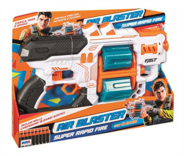 PISTOLA AIR BLASTER 2 TAMBURI CON 18 DARDI