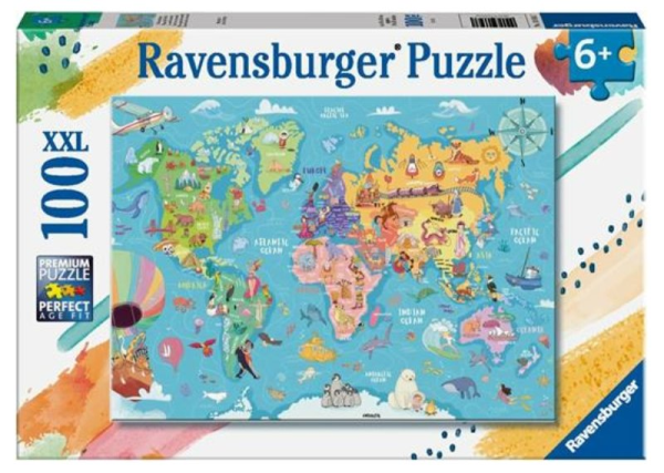 Puzzle 100 pz XXL Mappa del mondo