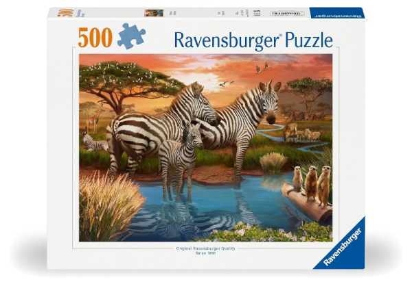 Puzzle 500 pz Zebre alla pozza d.acqua 500 pc — immagine 1