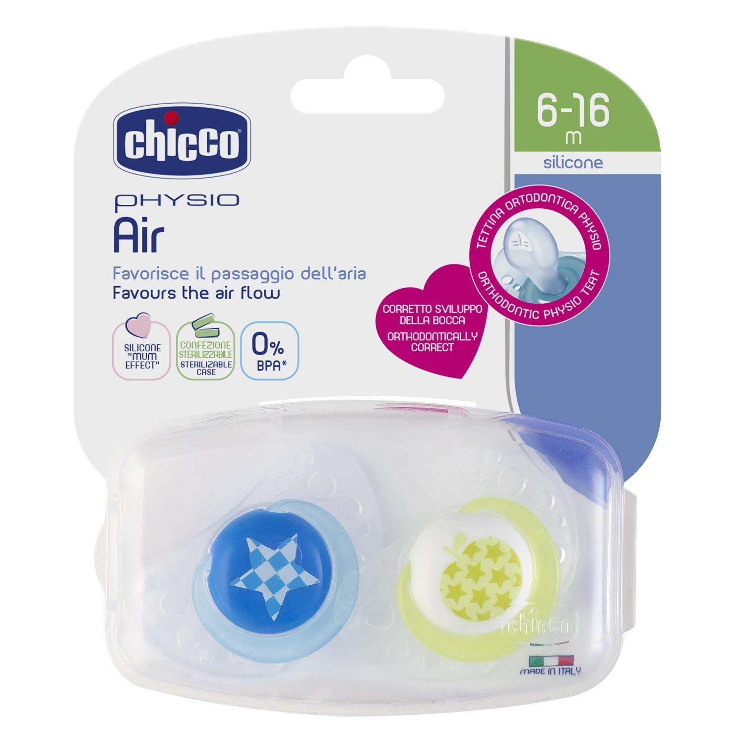 SUCCHIETTO AIR BLU SIL 6-12M 2PCS