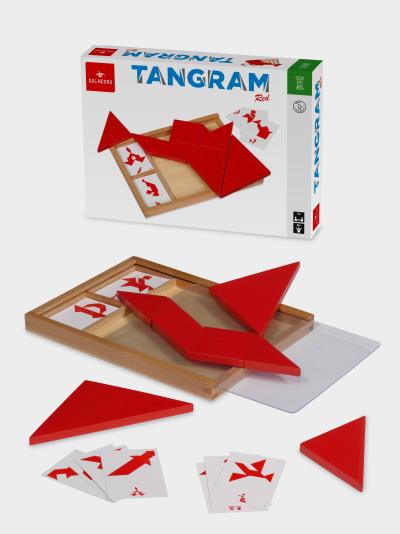 TANGRAM ROSSO CON CARTE — immagine 1