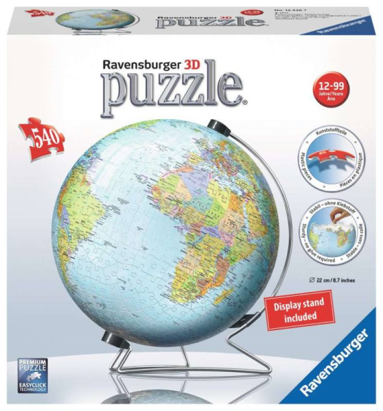 3D MAPPAMONDO GLOBE 540 PZ. PUZZLE — immagine 1