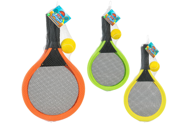 RACCHETTE BEACH TENNIS 2PZ C/PALLA MORBIDA 3COL